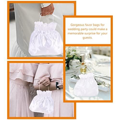 EXCEART Hochzeits-Geldtaschen aus Satin, 2 Stück, weiße Braut-Geldbörse für Hochzeitsdusche, Brautjungferntanz-Geldbörse für Gastgeschenke