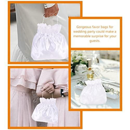 EXCEART Hochzeits-Geldtaschen aus Satin, 2 Stück, weiße Braut-Geldbörse für Hochzeitsdusche, Brautjungferntanz-Geldbörse für Gastgeschenke