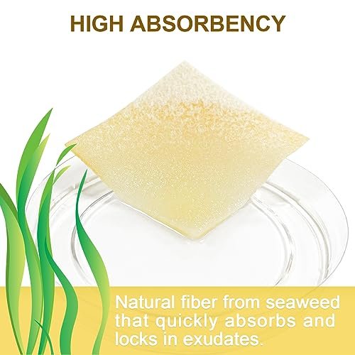 Ceeport Manuka Honig Calcium Alginat Wundauflage, 5x5 cm, Hochsaugfähige Honig-Wundauflage mit Calcium Alginat, Medizinischer Manuka Honig Wundversorgung, Pads für Wunden (10er Pack)