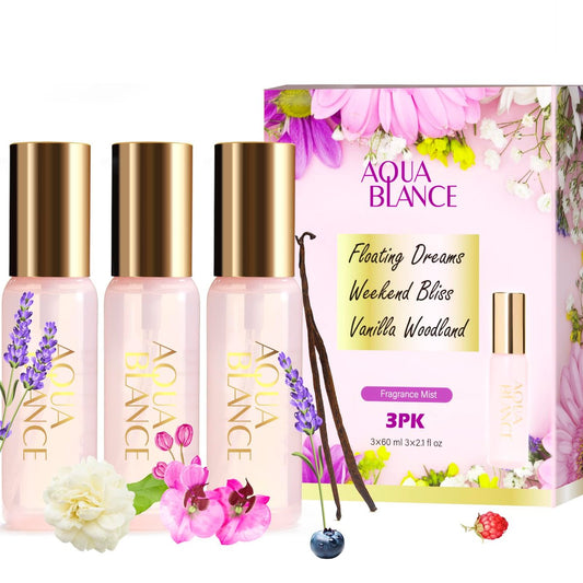 AQUA BLANCE Body Spray Set für Damen, 3x 60 ml – Vanille Woodland, Lavendel, Jasmin-Himbeere