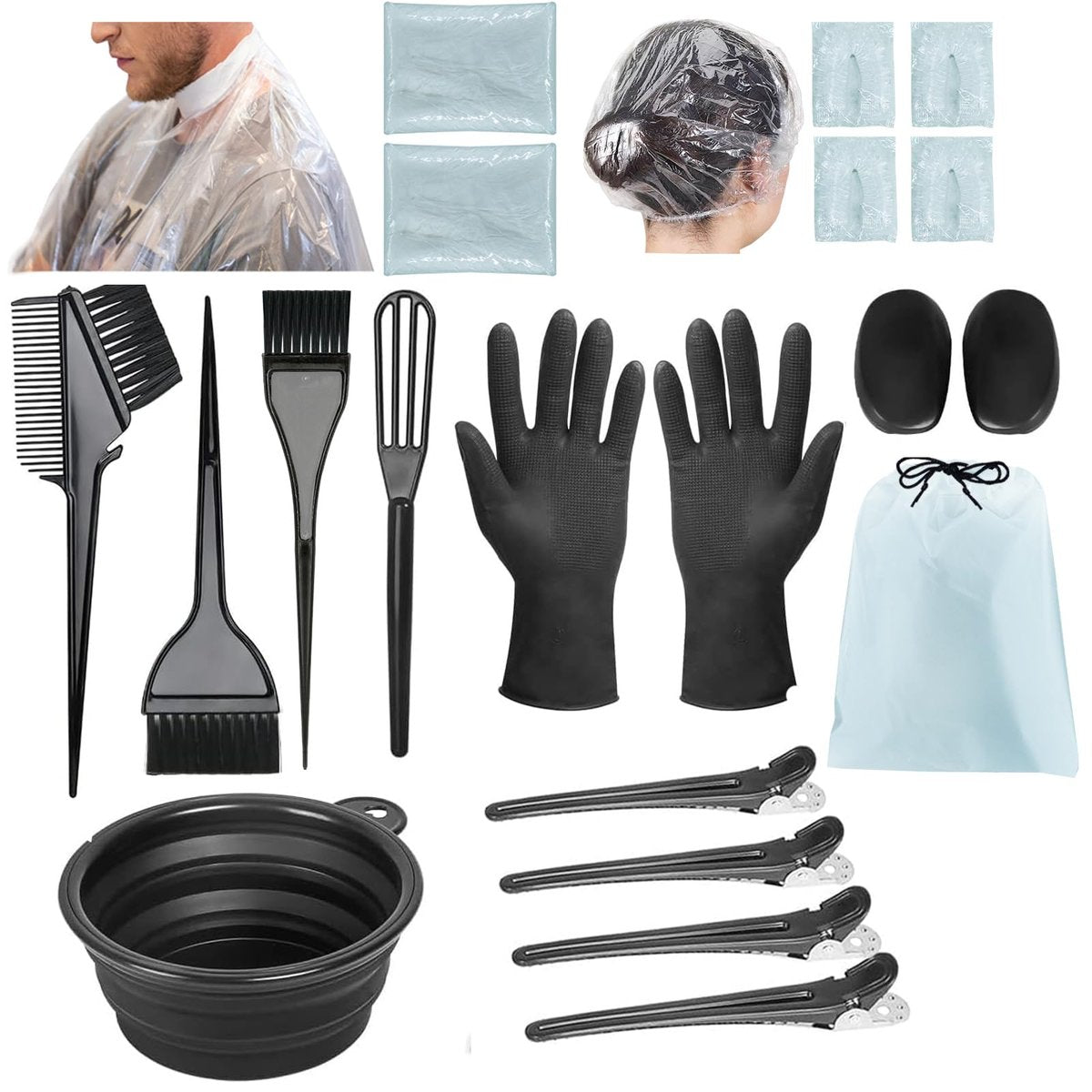 Svjetiq 21-teiliges Haarfärbeset – Professionelles Haarfärbezubehör mit Pinsel, 350 ml Schüssel, Clips, Applikator und Ohrenschutz für zu Hause