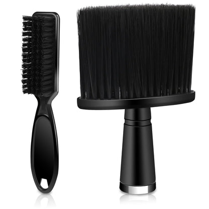 Barber Brush Set - 2-teiliges Set: Clipper-Bürstenreiniger, weicher Nackenpinsel und Nackenhautbürste für Friseur-Profis