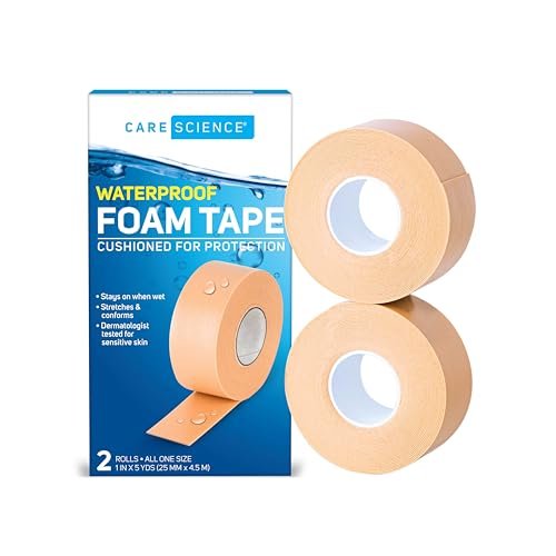 Care Science Wasserfestes Schaumstoffklebeband 2er-Pack | Ideal für medizinische Anwendungen, Fixierung von Verbänden, Wundauflagen und anderen medizinischen Geräten
