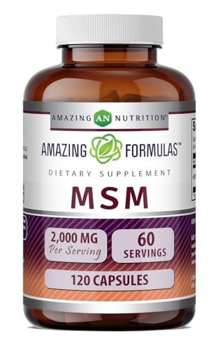 Amazing Formulas MSM (Methylsulfonylmethan) Nahrungsergänzungsmittel | 2000 mg pro Portion | Kapseln | Non-GMO | Glutenfrei | Hergestellt in den USA (120 Kapseln | Packung mit 1)