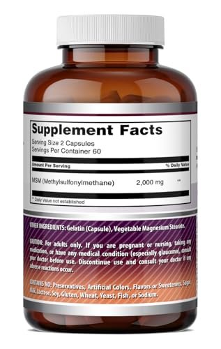Amazing Formulas MSM (Methylsulfonylmethan) Nahrungsergänzungsmittel | 2000 mg pro Portion | Kapseln | Non-GMO | Glutenfrei | Hergestellt in den USA (120 Kapseln | Packung mit 1)