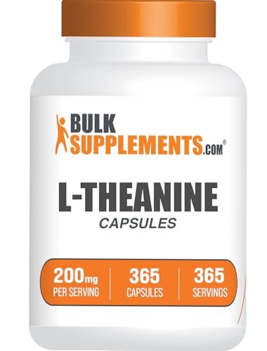 BulkSupplements.com L-Theanin Kapseln - L-Theanin Supplement, 200 mg L-Theanin pro Portion, 365 Kapseln - Glutenfrei, Aminosäurepräparat
