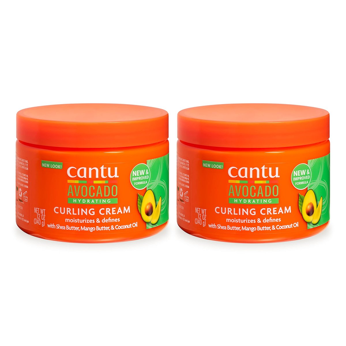 Cantu Avocado Hydrating Curling Cream, 12 oz (2er-Pack) – Feuchtigkeitsspendende Lockencreme für definierte, geschmeidige Locken