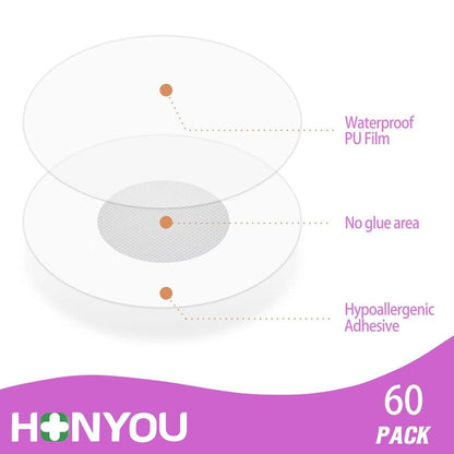 HONYOU 60er-Pack durchsichtige Klebepflaster für Freestyle 14-Tage-Sensor & Libre 3 Plus Sensor – wasserdichte CGM-Pflaster, hypoallergen, latexfrei, atmungsaktiv, ohne Klebstoff in der Mitte, ohne Lochdesign