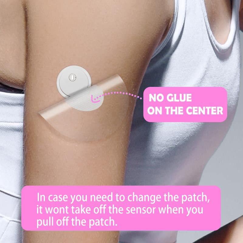 HONYOU 60er-Pack durchsichtige Klebepflaster für Freestyle 14-Tage-Sensor & Libre 3 Plus Sensor – wasserdichte CGM-Pflaster, hypoallergen, latexfrei, atmungsaktiv, ohne Klebstoff in der Mitte, ohne Lochdesign