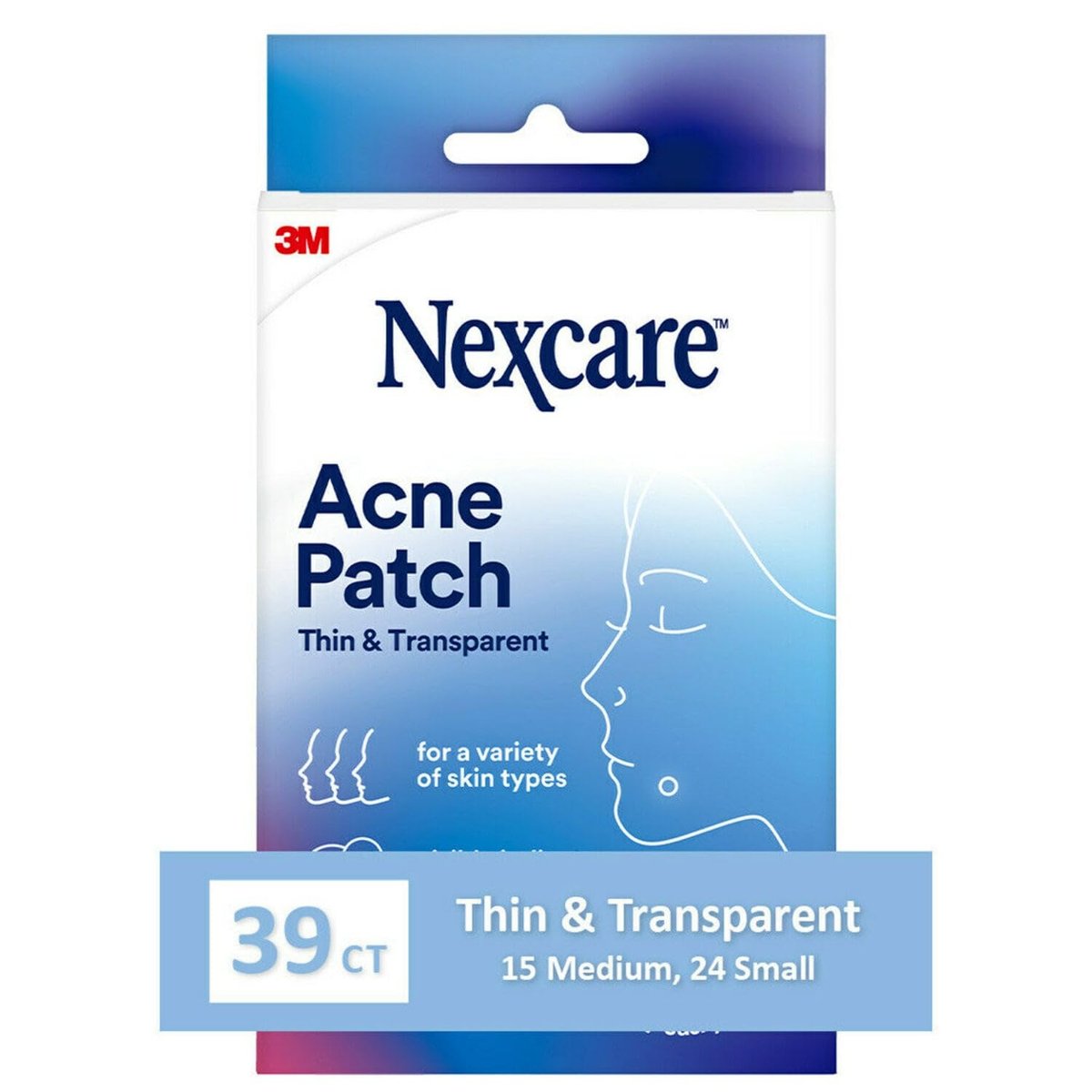 Nexcare Dünne und Transparente Akne-Pflaster, Hydrokolloid-Pflaster zur Absorption von Eiter und Öl aus verstopften Poren, mit Lasche zur einfachen Entfernung – 39 Pickel-Patches