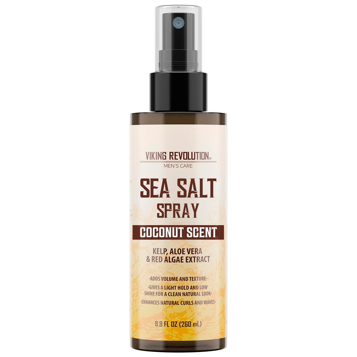 Viking Revolution Coconut Sea Salt Spray für Männer – Haar-Textur-Spray mit Kelp, Aloe Vera und Rotalgenextrakt – Für Volumen und Textur – Meersalz-Spray für Männer