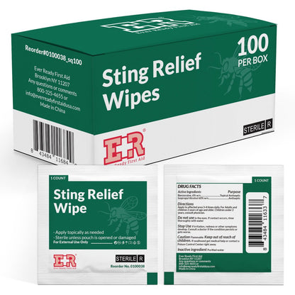 Ever Ready First Aid Sting Relief Wipes, 100er-Pack – Kühlende & beruhigende Insektenstich-Hilfe