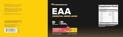Primaforce EAA Pulver (30 Portionen) | Essentielle Aminosäuren für Pre/Intra Workout und Erholung – Nicht-GMO und Glutenfrei (Wassermelone)