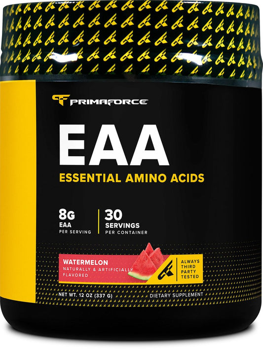 Primaforce EAA Pulver (30 Portionen) | Essentielle Aminosäuren für Pre/Intra Workout und Erholung – Nicht-GMO und Glutenfrei (Wassermelone)