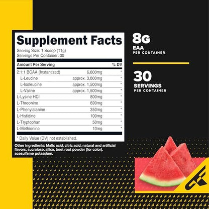 Primaforce EAA Pulver (30 Portionen) | Essentielle Aminosäuren für Pre/Intra Workout und Erholung – Nicht-GMO und Glutenfrei (Wassermelone)