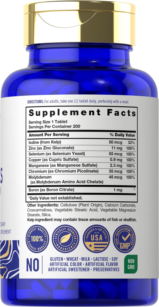 Carlyle Spurenelemente | 200 Tabletten | Vollspektrum-Komplex | Non-GMO & Glutenfrei | von Vital Trace