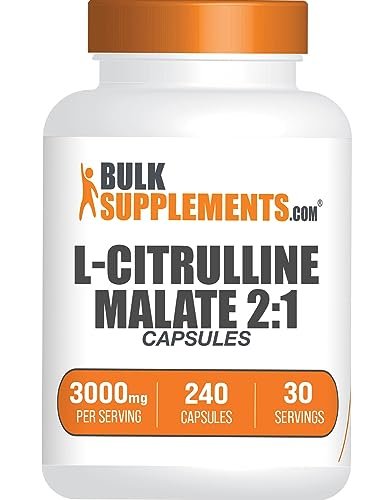 BulkSupplements.com L-Citrullin-Malat Kapseln - 2:1 Verhältnis, Stickstoffmonoxid-Booster, Glutenfrei, 8 Kapseln pro Portion (3000mg), 240 Stück