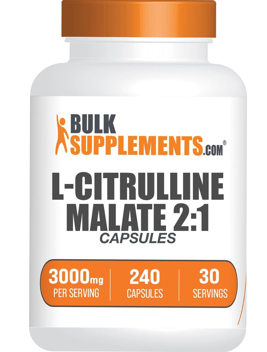 BulkSupplements.com L-Citrullin-Malat Kapseln - 2:1 Verhältnis, Stickstoffmonoxid-Booster, Glutenfrei, 8 Kapseln pro Portion (3000mg), 240 Stück
