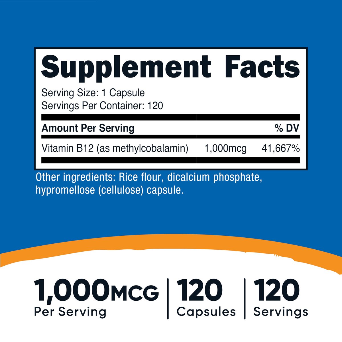 Nutricost Vitamin B12 (Methylcobalamin) 1000 mcg, 120 Kapseln – Vegetarisch, Nicht-GVO & Glutenfrei B12 Supplement
