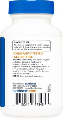 Nutricost Vitamin B12 (Methylcobalamin) 1000 mcg, 120 Kapseln – Vegetarisch, Nicht-GVO & Glutenfrei B12 Supplement
