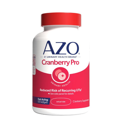 AZO Cranberry Pro – Cranberry-Kapseln für Frauen & Männer, 600 mg Pacran, mit konzentriertem Vollfrucht-Cranberry-Pulver zur Unterstützung der Harnwegsgesundheit*, zuckerfrei, ohne Gentechnik, 100 Softgels