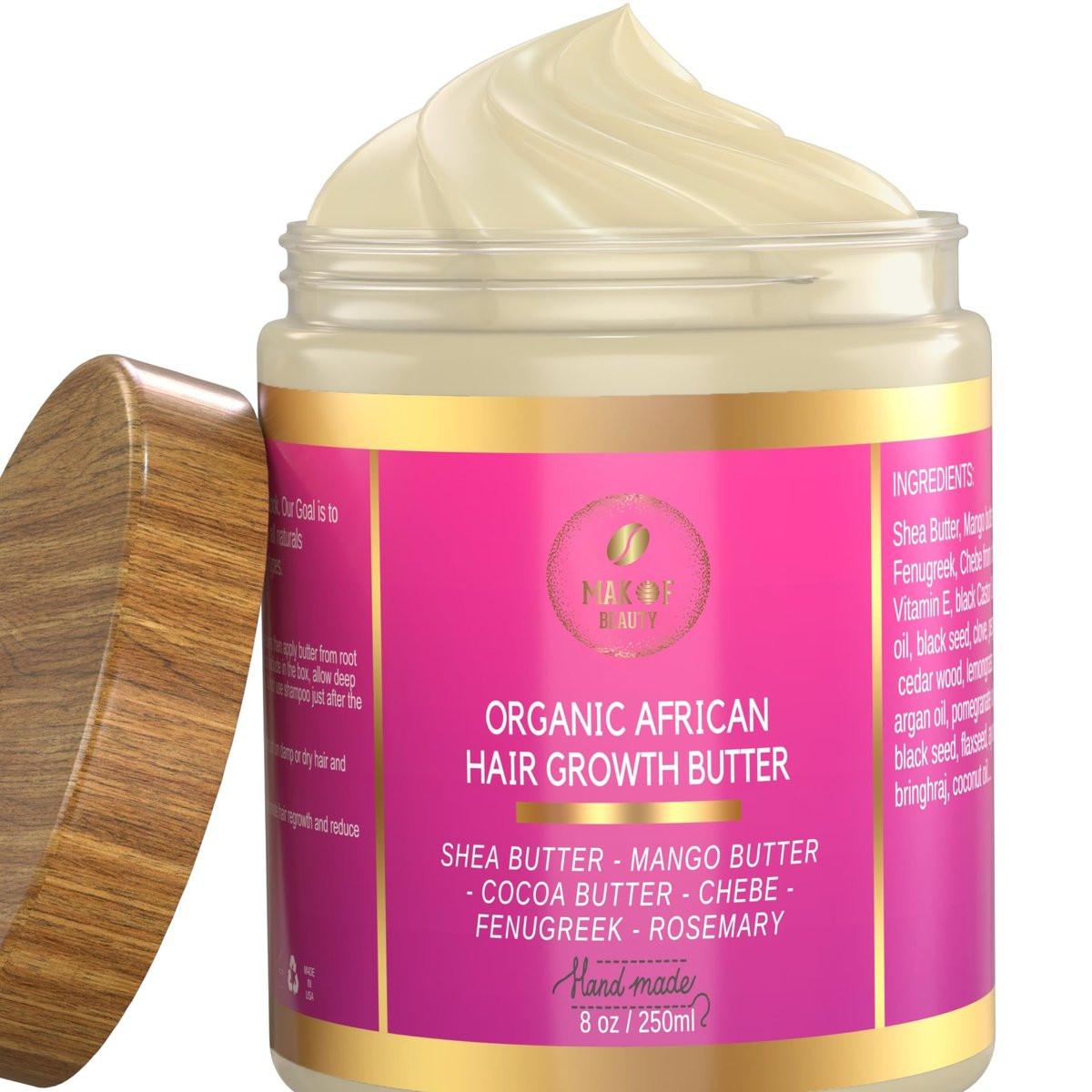 Chebe Haarwachstums- und Verdickungsbutter - Ayurvedische Tiefenpflege mit Shea, Kakao, Mangobutter, Bockshornklee und Rosmarin für alle Haartypen, 227 g
