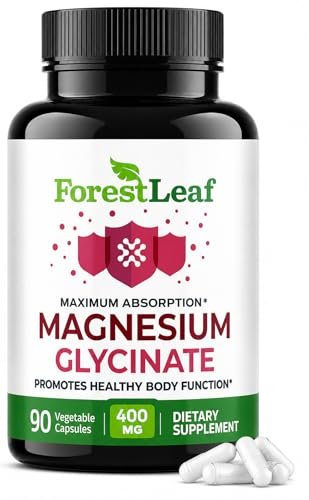 ForestLeaf Magnesium Glycinat 400mg – Hochdosiertes Magnesium für Schlaf, Entspannung & mehr – 90 Kapseln
