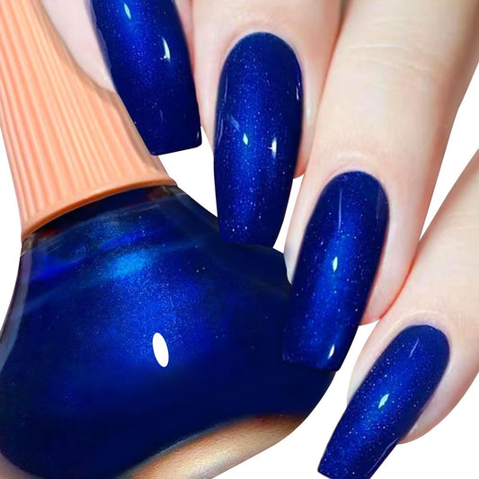 COSMOO Royal Blue Nagellack 12ml – Shimmer Cobalt Blau, schnell trocknend, hochglänzend, ultrachromatischer Kunstlack, 0,41 fl oz
