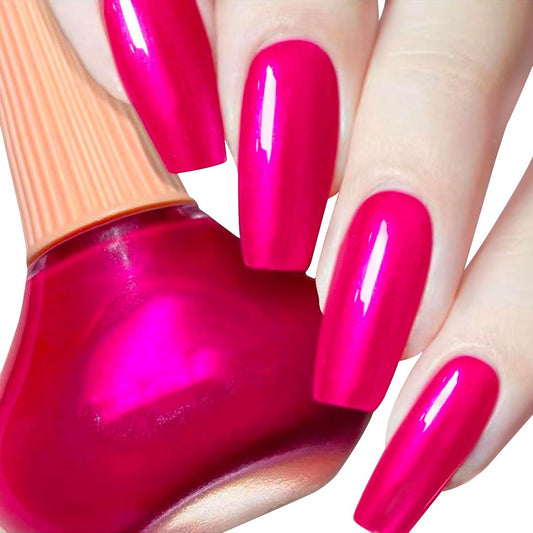 COSMOO Nagellack Hot Pink – 12 ml schnell trocknender Nagellack, super glänzendes Nagellack, schimmerndes Iridescent Ultrachrome Nagelkunst-Lack, 0,41 fl oz