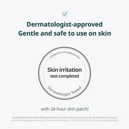 Goodal Apple Mint AHA BHA Peeling Serum – 2,5% AHA & 0,5% BHA Salicylsäure gegen Mitesser, vergrößerte Poren, Falten & feine Linien – 18-freie Formel, 50 ml