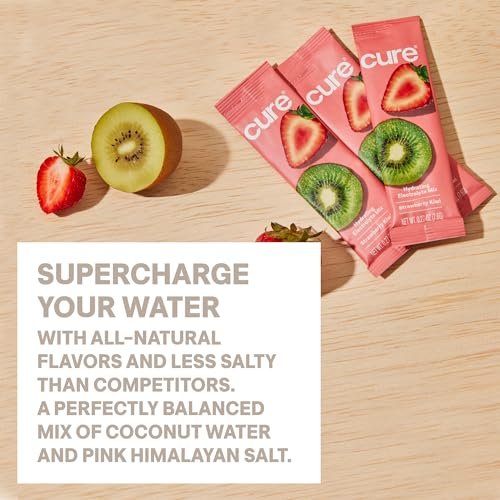 Cure Hydration | Pflanzlicher Elektrolyt-Drink-Mix | Ohne Zuckerzusatz | FSA-HSA | Dehydrationshilfe-Pulver mit Kokoswasser | Nicht-GVO | Vegan | 8 Beutel - Sortenpaket