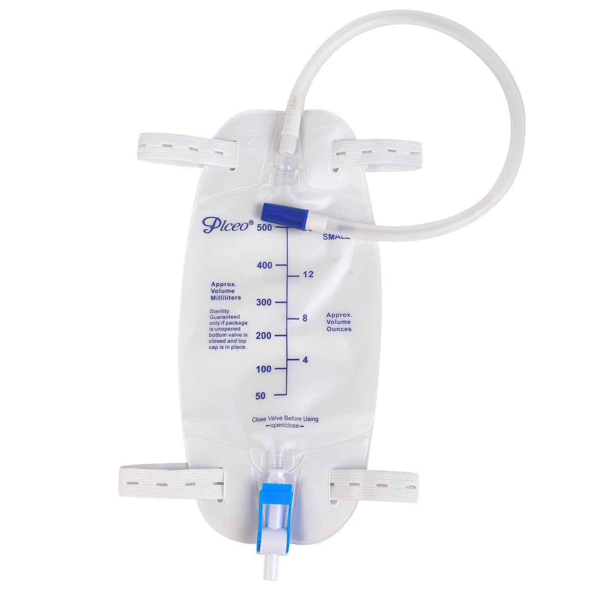 3er-Pack Easy-Tap Katheter Beinbeutel Urinbeutel, 500 ml, mit Rückflussverhinderer, Stoffbändern, Easy-Flip-Ablass, 45 cm Schlauch