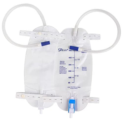3er-Pack Easy-Tap Katheter Beinbeutel Urinbeutel, 500 ml, mit Rückflussverhinderer, Stoffbändern, Easy-Flip-Ablass, 45 cm Schlauch