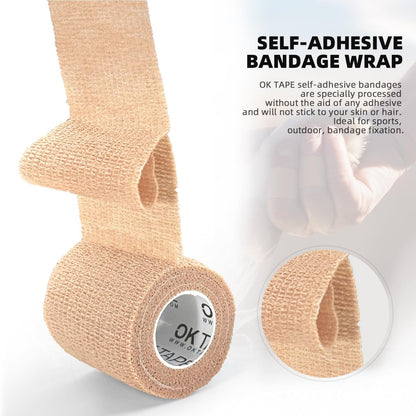 OK TAPE Selbsthaftende Kohäsive Bandagen – 6er-Pack, 4 x 5 Yards, schwarz – Elastische Fixierbinde ohne Kleber für Daumen, Finger, Handgelenk, Knöchel, Tierpflege