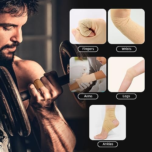 OK TAPE Selbsthaftende Kohäsive Bandagen – 6er-Pack, 4 x 5 Yards, schwarz – Elastische Fixierbinde ohne Kleber für Daumen, Finger, Handgelenk, Knöchel, Tierpflege