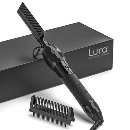 LURA Elektrischer Hitzekamm für Perücken und afroamerikanisches Haar – 180°F–500°F Digitalanzeige, Glättkamm für schwarze Frauen