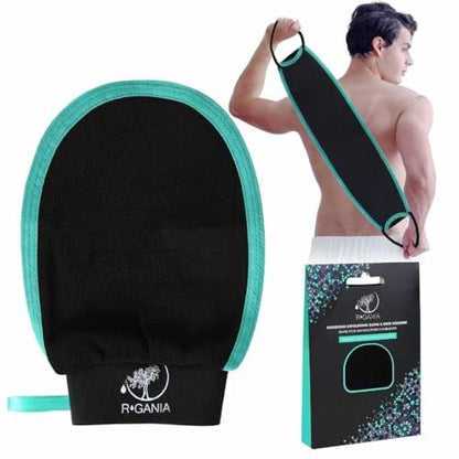 R'GANIA Tiefenpeeling-Handschuh & Rückenpeeling – 100 % Viskose. Koreanischer Peeling-Handschuh zur Entfernung abgestorbener Haut, Keratosis Pilaris & Selbstbräuner – Ganzkörperpeeling für glatte, strahlende Haut