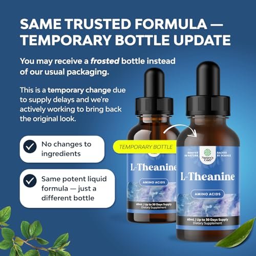 Hochdosierte L-Theanin Liquid Drops – Nootropikum Fokus Ergänzung mit L Theanin 200mg pro Portion und Kamillenextrakt für Erwachsene und Kinder Entspannung und Fokus – 60 ml