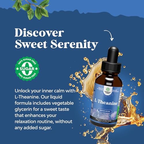Hochdosierte L-Theanin Liquid Drops – Nootropikum Fokus Ergänzung mit L Theanin 200mg pro Portion und Kamillenextrakt für Erwachsene und Kinder Entspannung und Fokus – 60 ml