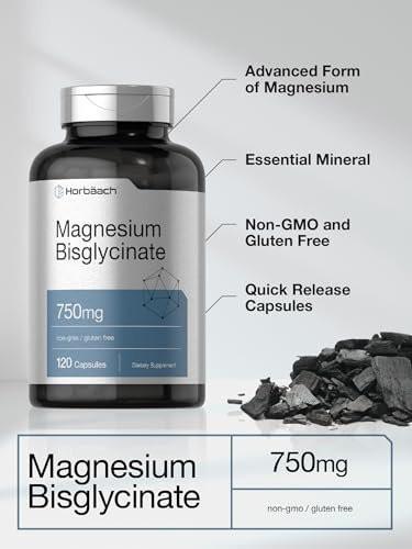Horbäach Magnesium Bisglycinat | 120 Kapseln | 750 mg | Nicht-GVO und glutenfrei