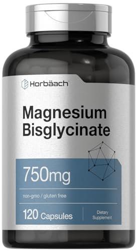 Horbäach Magnesium Bisglycinat | 120 Kapseln | 750 mg | Nicht-GVO und glutenfrei