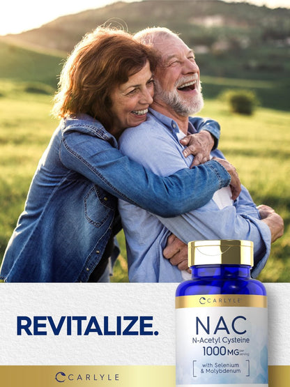 Carlyle NAC Supplement N-Acetyl Cystein 1000 mg | 80 Kapseln | mit Selen & Molybdän | Vegetarisch, Nicht-GVO & Glutenfrei