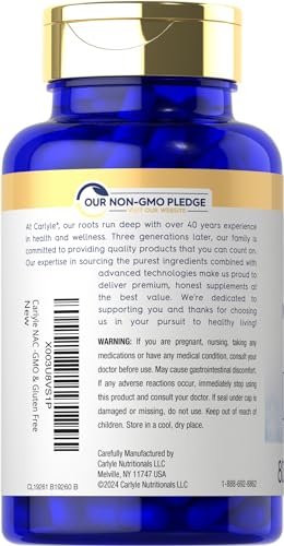Carlyle NAC Supplement N-Acetyl Cystein 1000 mg | 80 Kapseln | mit Selen & Molybdän | Vegetarisch, Nicht-GVO & Glutenfrei