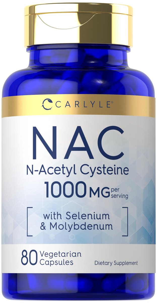Carlyle NAC Supplement N-Acetyl Cystein 1000 mg | 80 Kapseln | mit Selen & Molybdän | Vegetarisch, Nicht-GVO & Glutenfrei