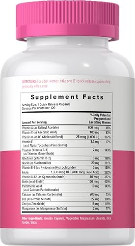 Carlyle Schwangerschaftsvitamine für Frauen | 120 Kapseln | Multivitamin- und Mineralstoffformel mit Folsäure | Nicht-GVO und glutenfrei