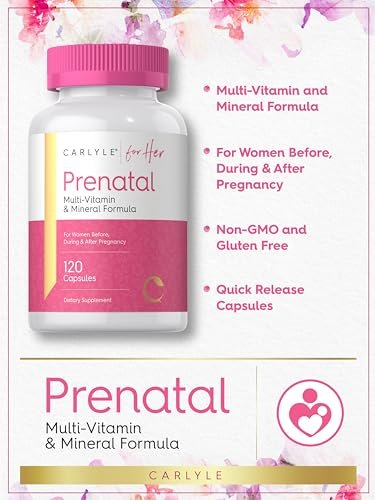 Carlyle Schwangerschaftsvitamine für Frauen | 120 Kapseln | Multivitamin- und Mineralstoffformel mit Folsäure | Nicht-GVO und glutenfrei