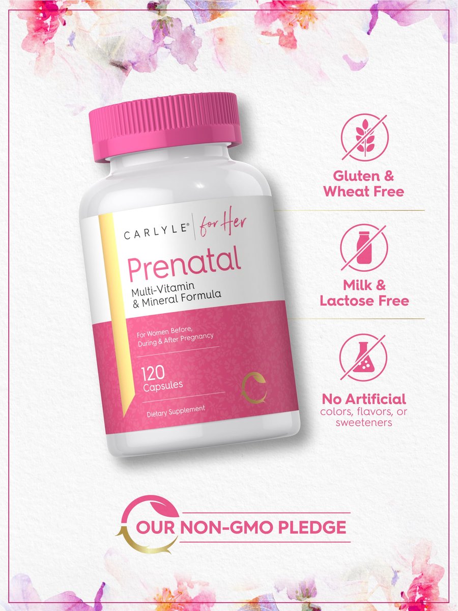Carlyle Schwangerschaftsvitamine für Frauen | 120 Kapseln | Multivitamin- und Mineralstoffformel mit Folsäure | Nicht-GVO und glutenfrei