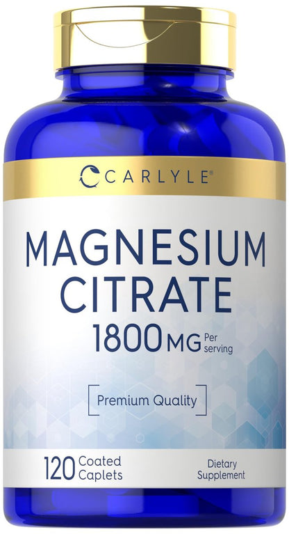 Carlyle Magnesiumcitrat | 1.800 mg | 120 überzogene Tabletten | Vegetarisches, nicht-GVO, glutenfreies Nahrungsergänzungsmittel