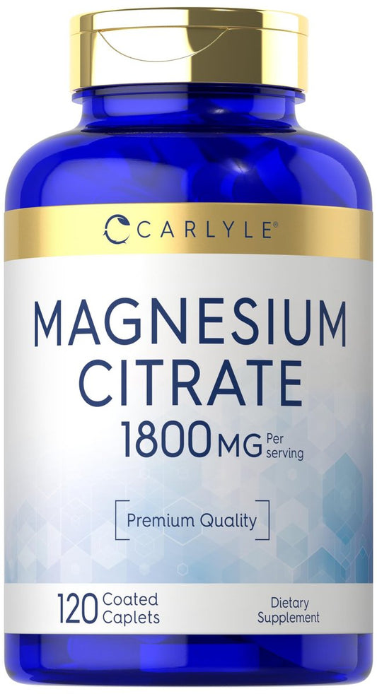 Carlyle Magnesiumcitrat | 1.800 mg | 120 überzogene Tabletten | Vegetarisches, nicht-GVO, glutenfreies Nahrungsergänzungsmittel