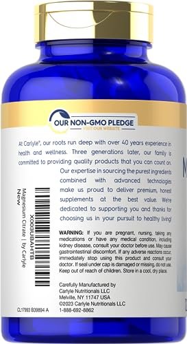 Carlyle Magnesiumcitrat | 1.800 mg | 120 überzogene Tabletten | Vegetarisches, nicht-GVO, glutenfreies Nahrungsergänzungsmittel